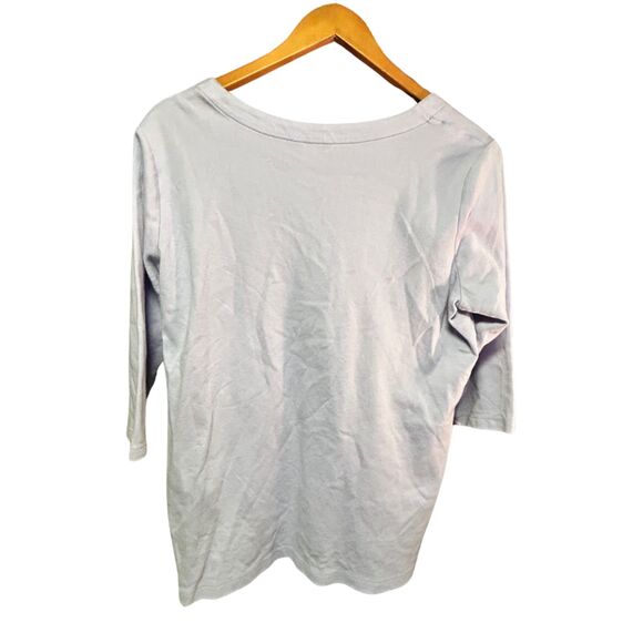 Orvis Women's L/G Periwinkle Pima Cotton Top, V-Neck, 3/4 Sleeve - Picture 3 of 9